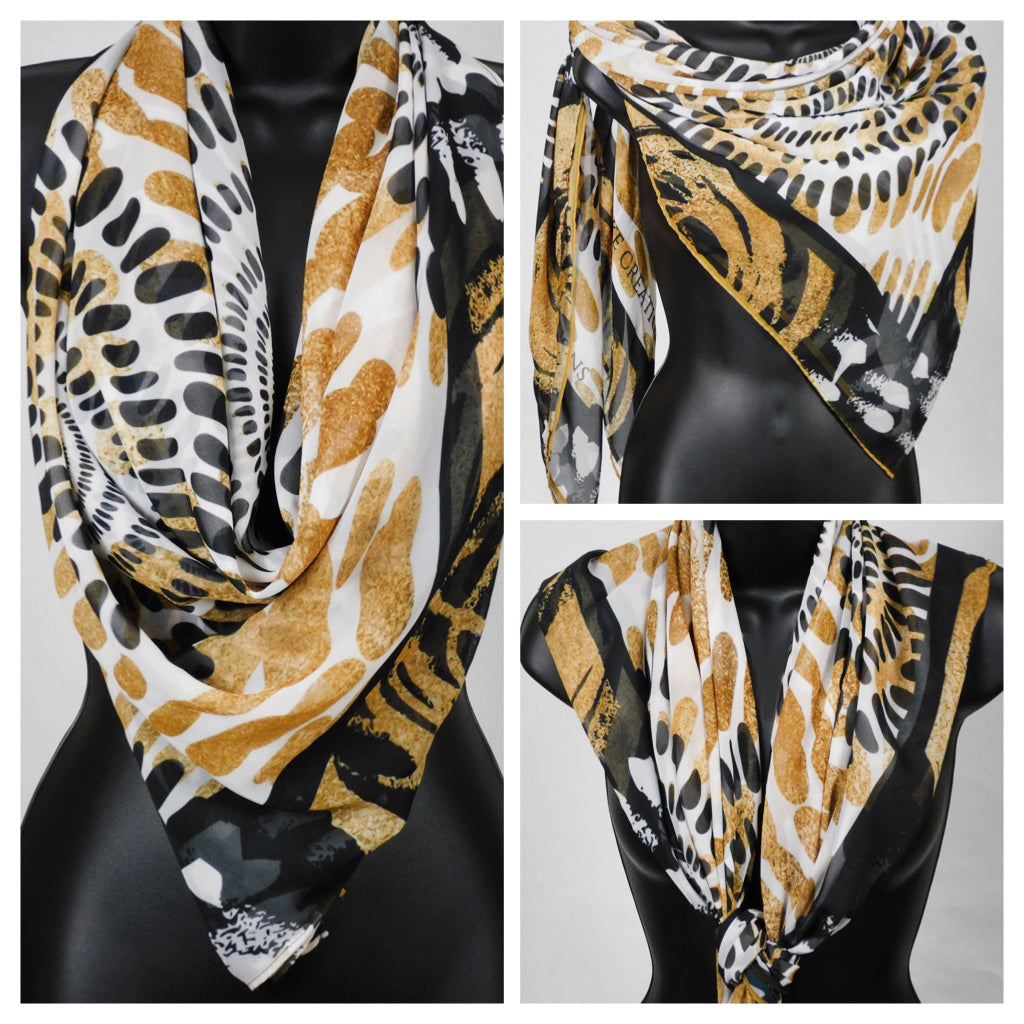 Scarf Design in Neutral Culture Print Motif