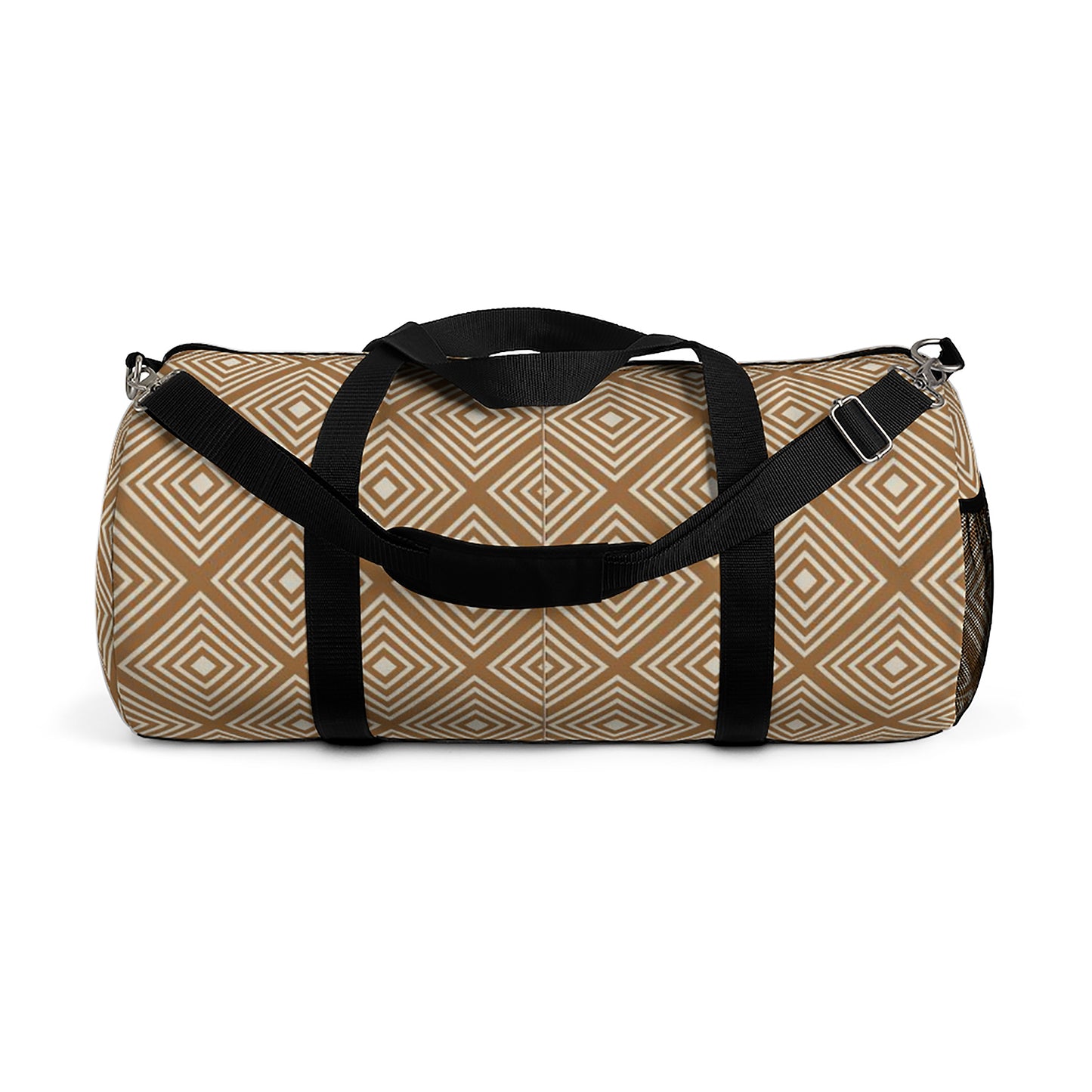 Woke Creations Luxe Neutral Beige Chevron Print Duffel Bag
