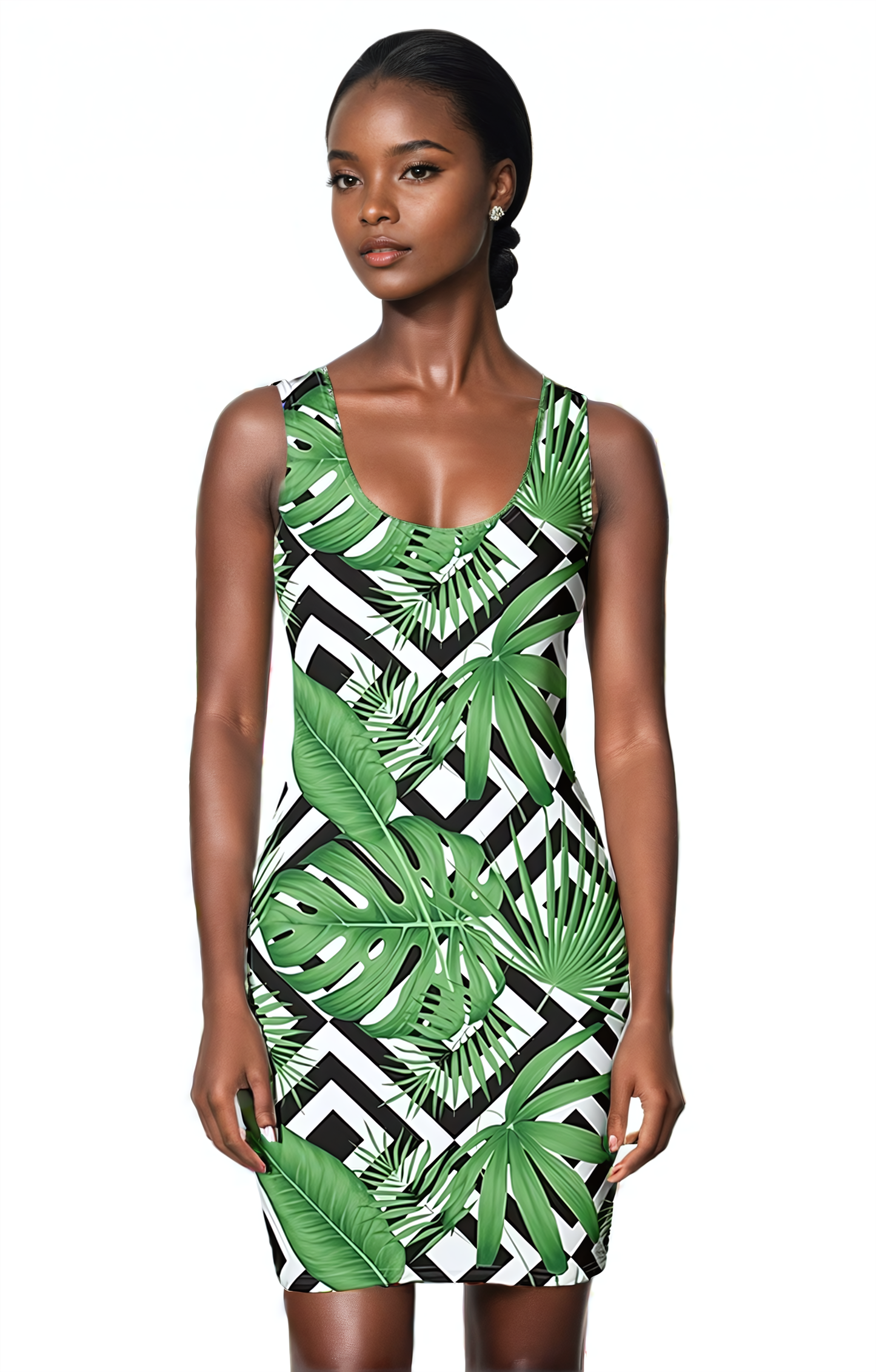 Woke Creations Tribal Tropical Statement Print Dress