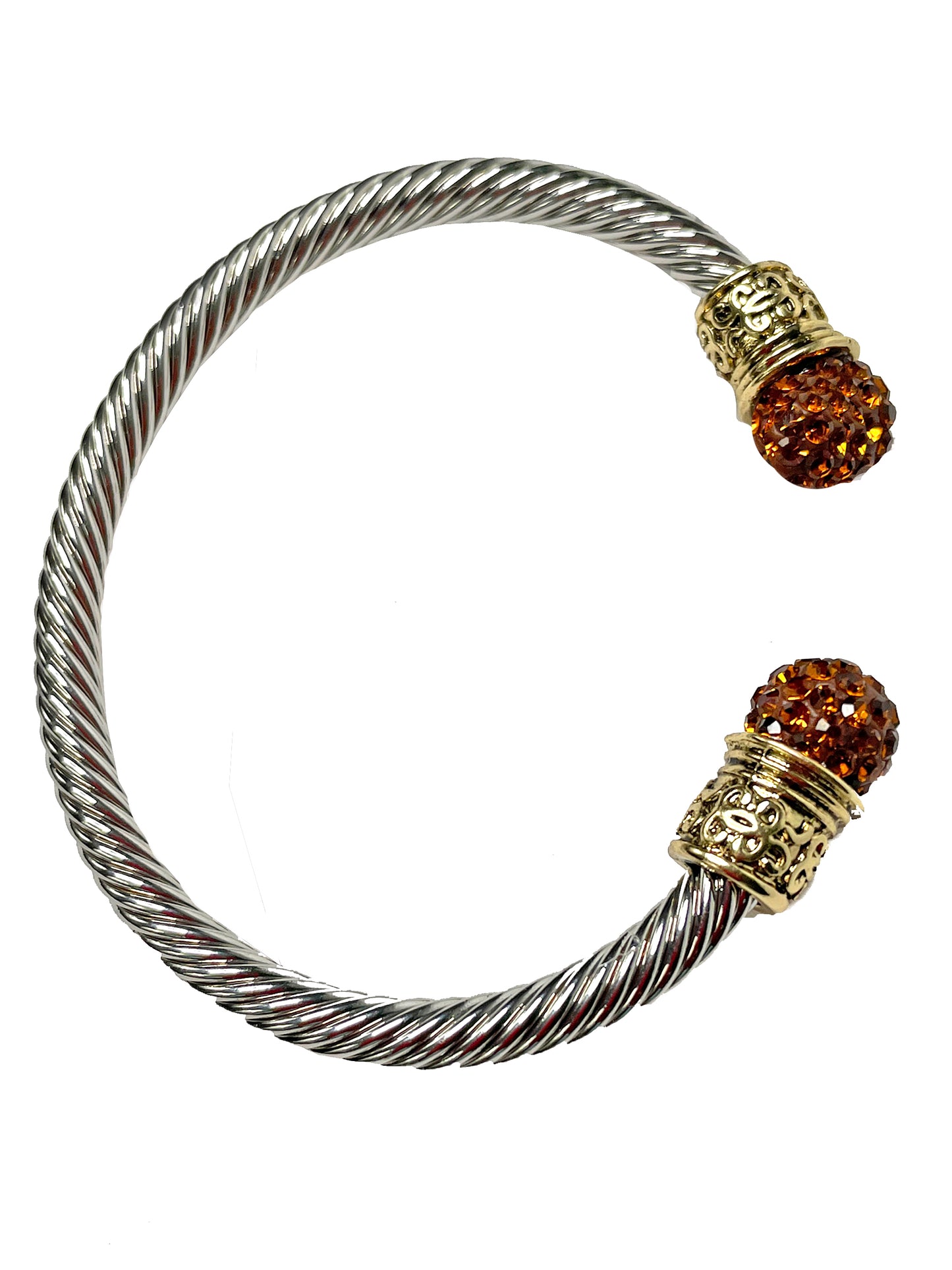 Cable Twist Bangles with Copper Pave CZ and gold plating