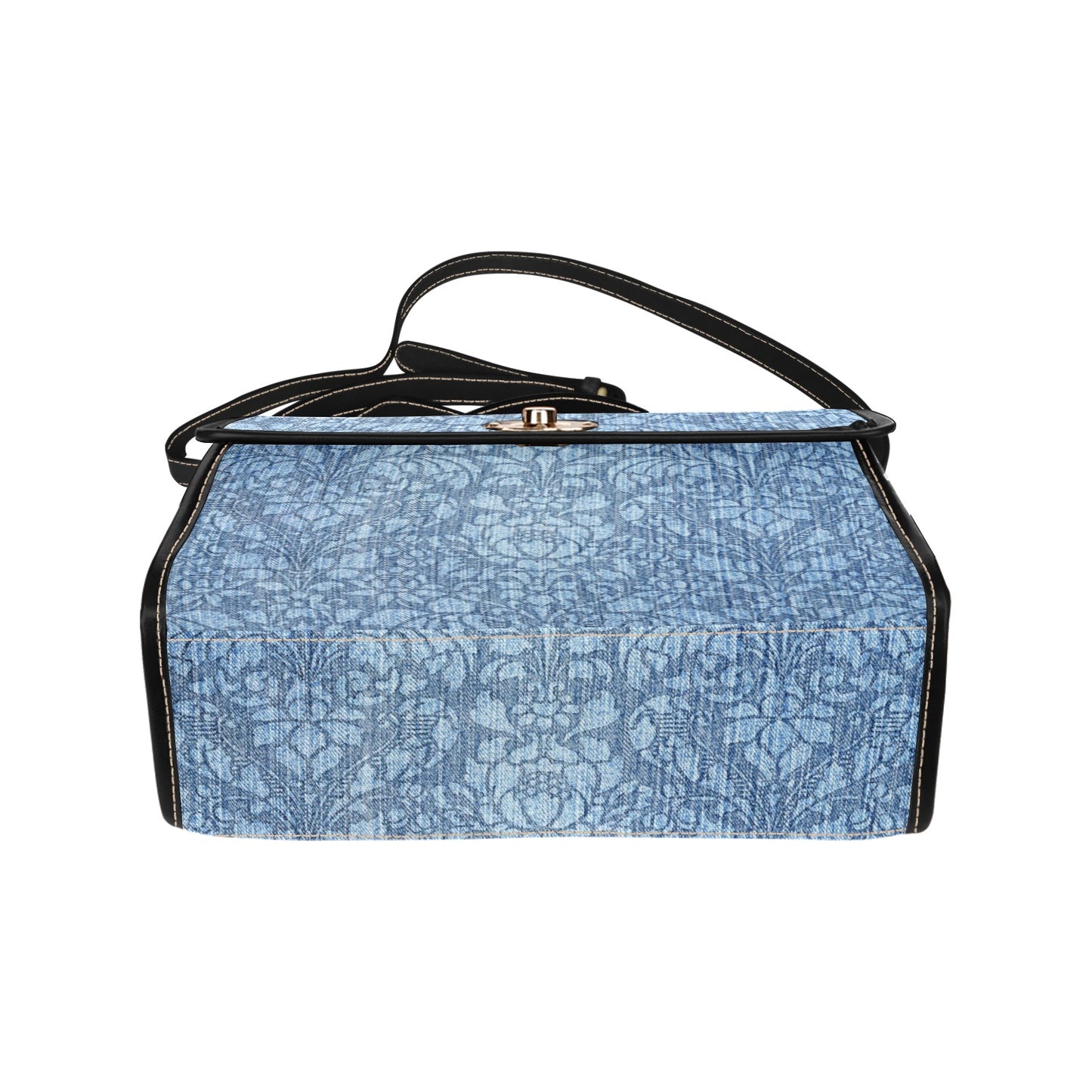Women's Dark Denim Print Canvas Satchel Crossbody Bag