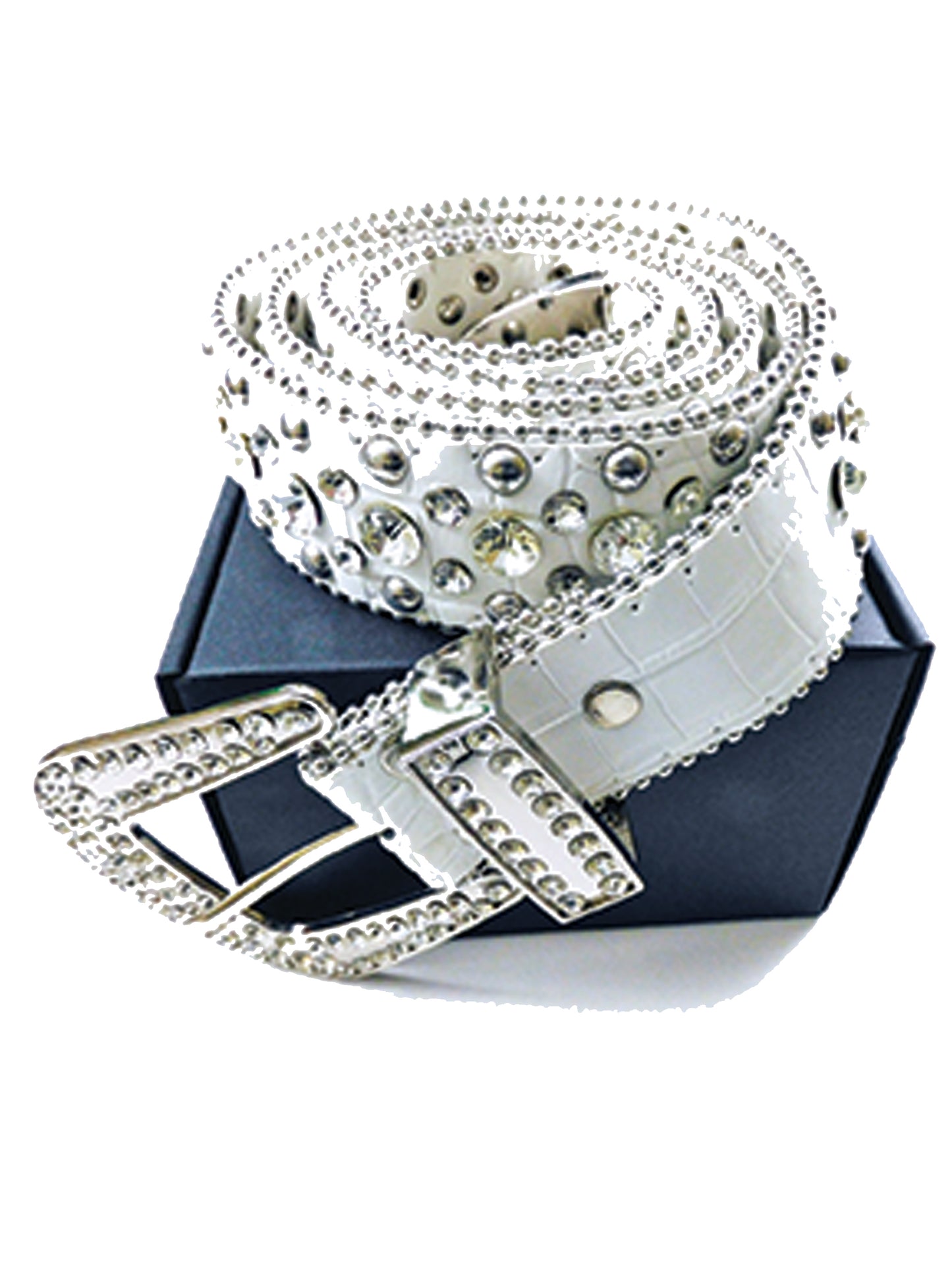 Woke Creations Rhinestone Celebrity Bling Vegan Leather Belt Red