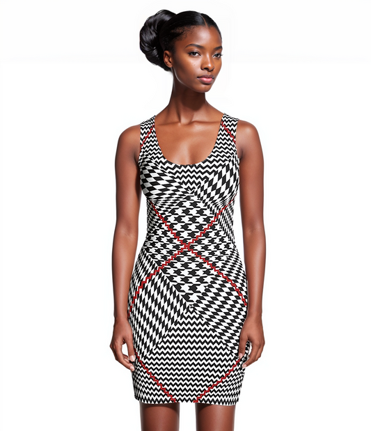 Woke Creations Fashion Fit Glen Plaid Dress