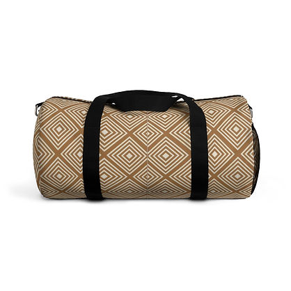 Woke Creations Luxe Neutral Beige Chevron Print Duffel Bag