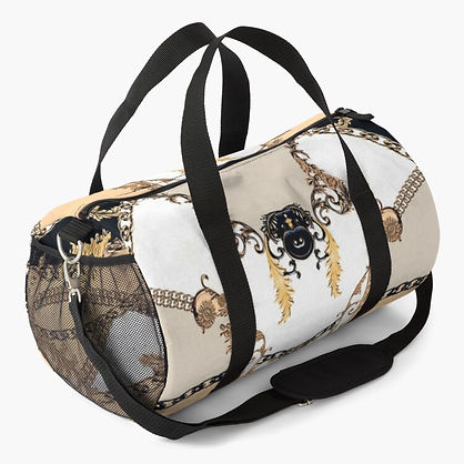 Woke Creations Luxe Deco Scarf Print Cream Duffle Bag