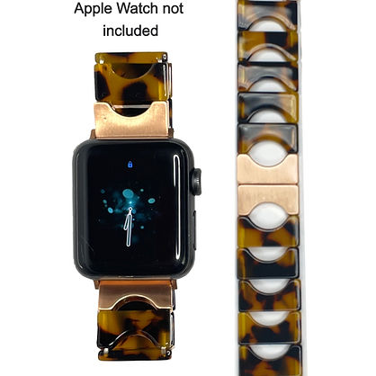 Faux Tortoise Shell Apple Watch Wristband with Rose Gold plated accents