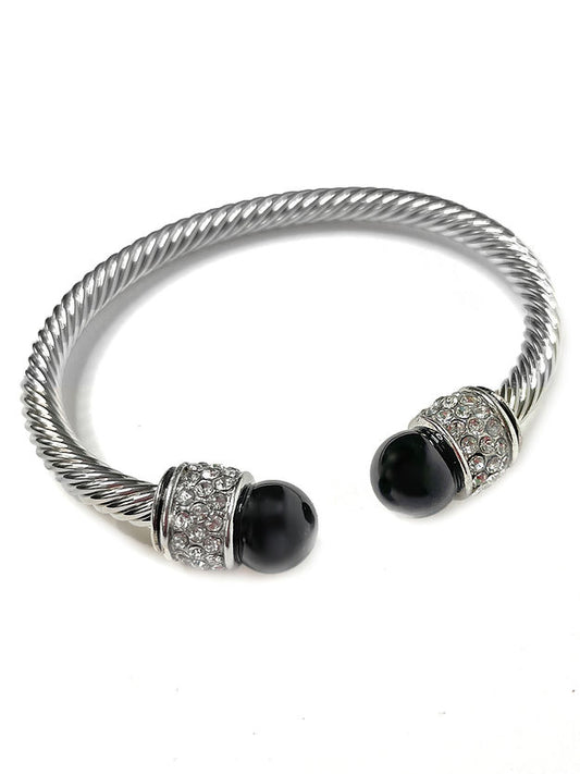 Woke Creations Plated Bangle Bracelets Shimmering with Pave stones