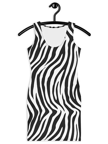 Woke Creations Sleeveless Tank Dress in Zebra Print