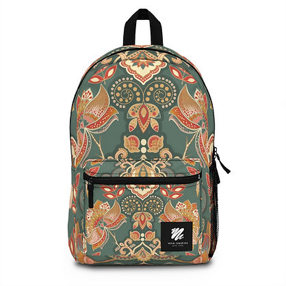 Woke Creations Green Plentiful Paisley Backpack (Made in USA)