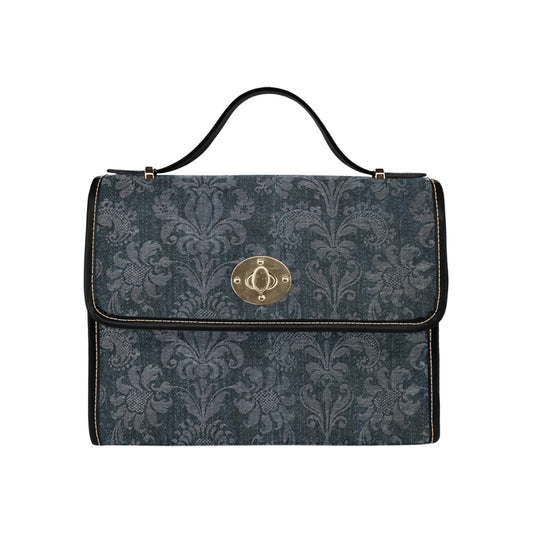 Women's Dark Denim Print Canvas Satchel Crossbody Bag