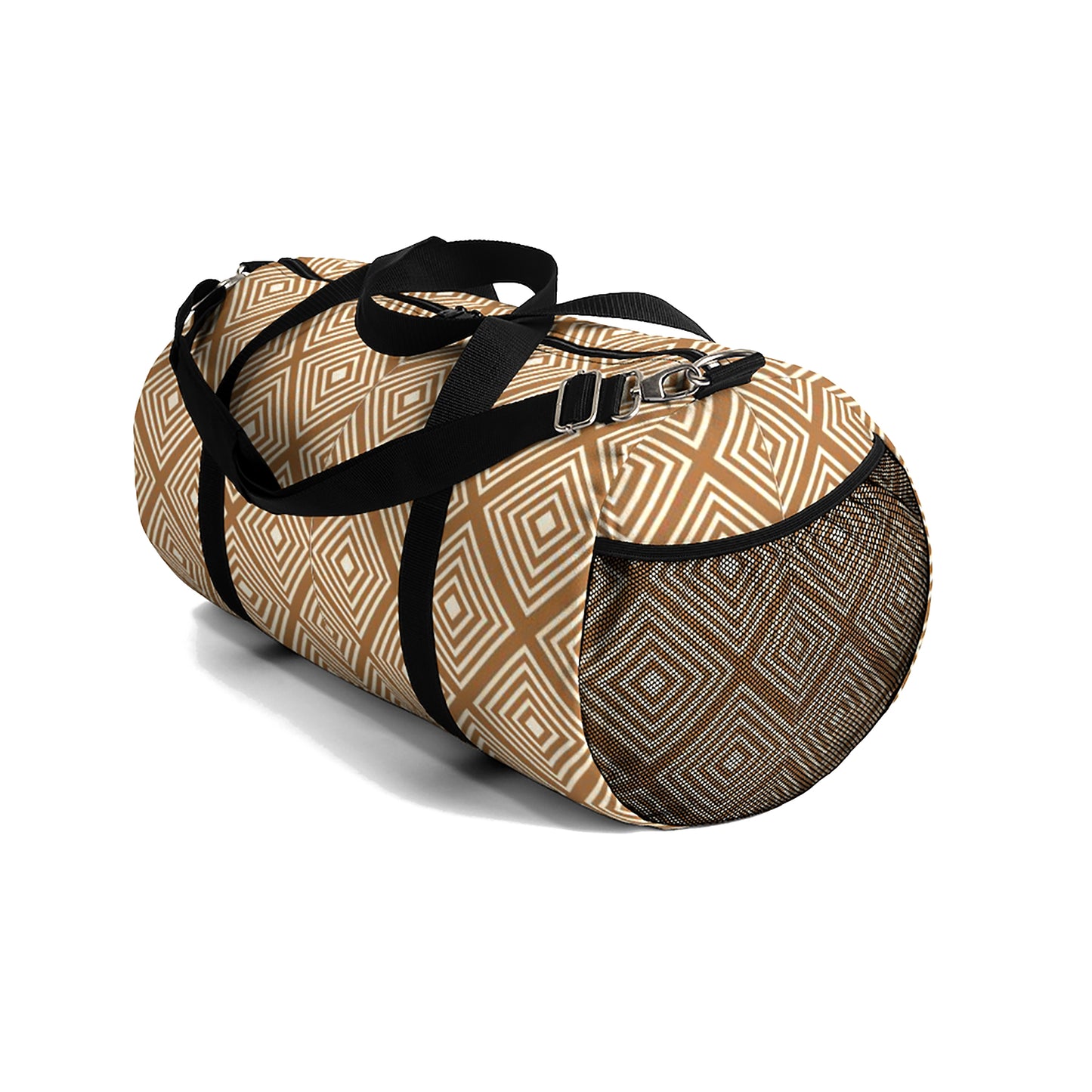 Woke Creations Luxe Neutral Beige Chevron Print Duffel Bag