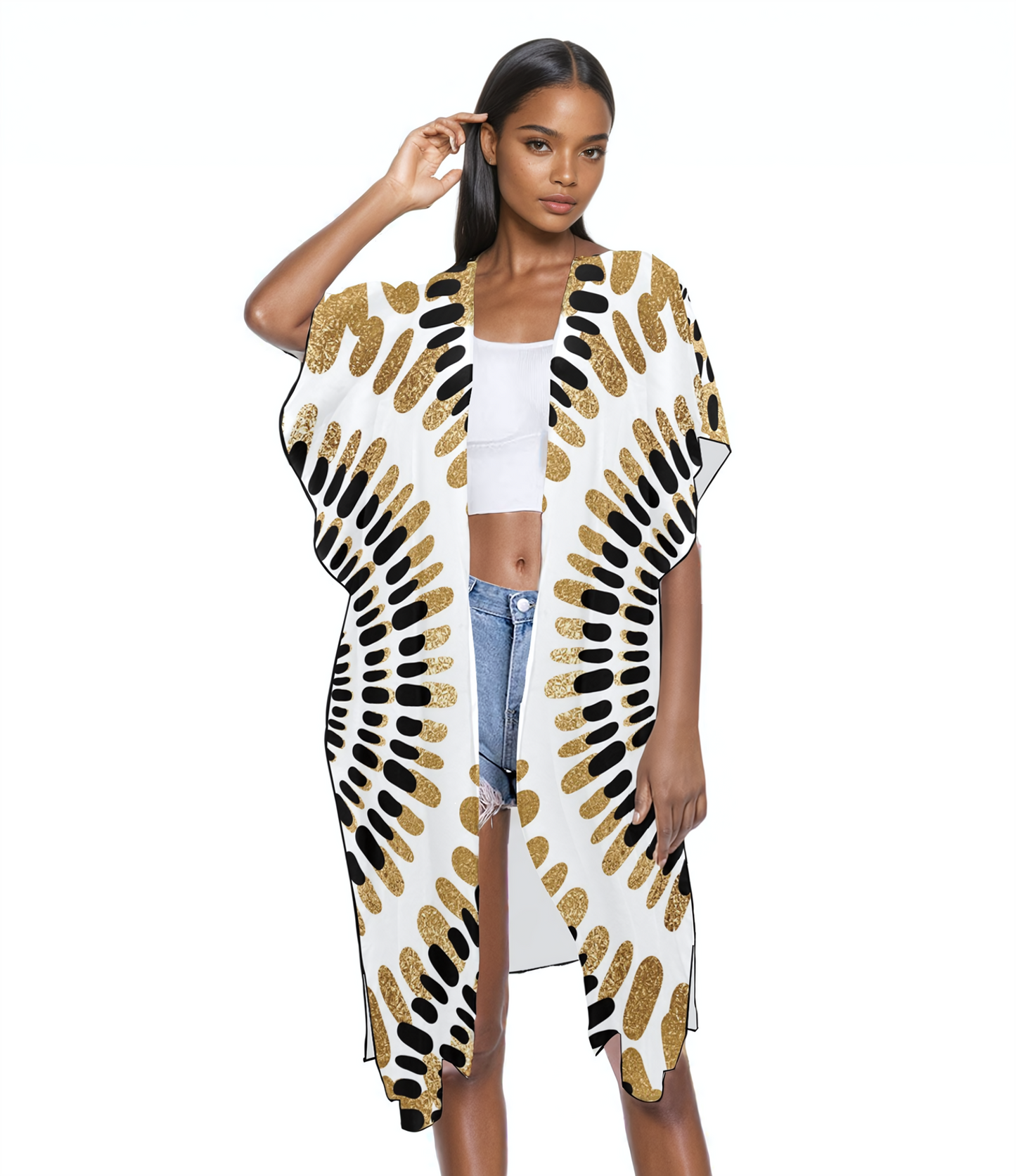 Woke Creations Chiffon Beach Coverups White Graphic Print