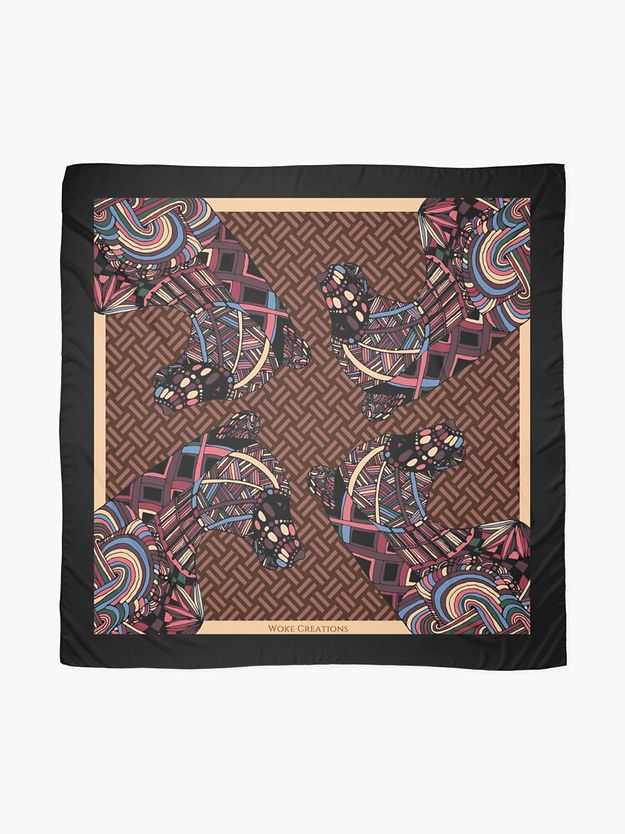 Woke Creations Lioness Print Scarf in Multi Cocoa