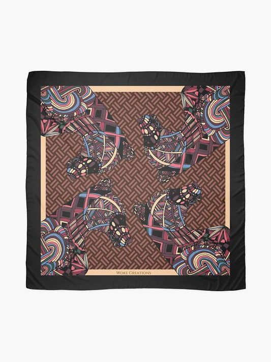 Woke Creations Lioness Print Scarf in Multi Cocoa