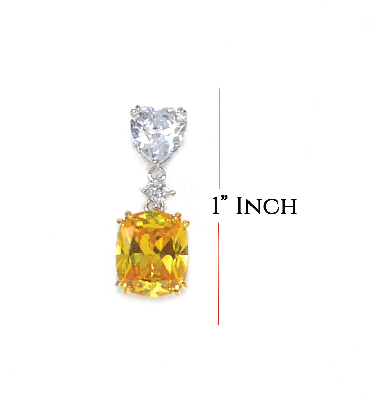 Drop and dangle cubic zirconium yellow and white stone earring set in silver.
