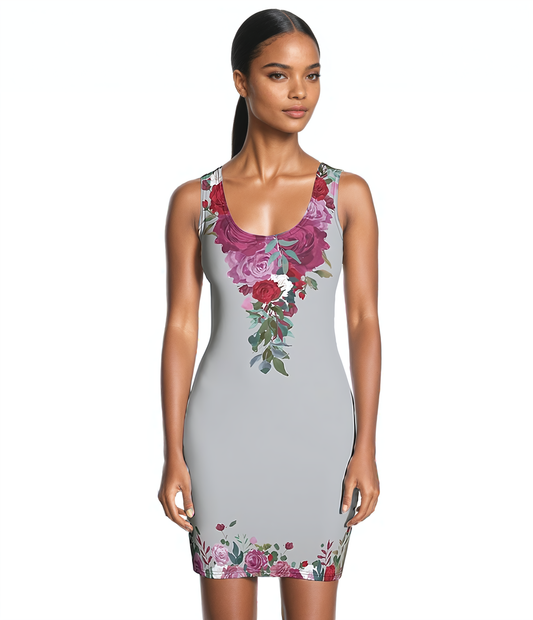 Woke Creations Fashion Fit Floral Trim Dress