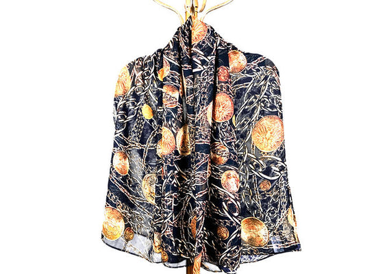 Woke Creations Luxe Statement Print Scarf Dark