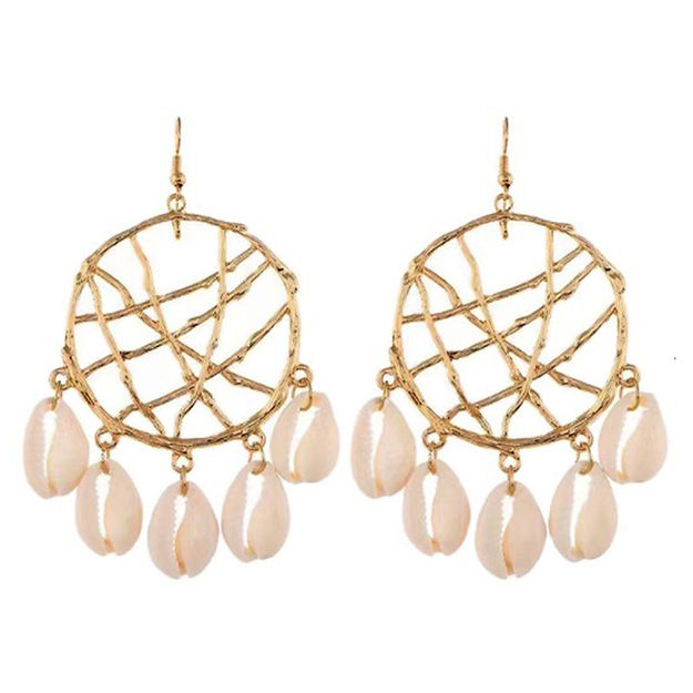 Woke Creations Women’s Matte Gold African Cowrie Shell Earrings