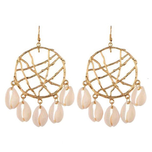 Woke Creations Women’s Matte Gold African Cowrie Shell Earrings