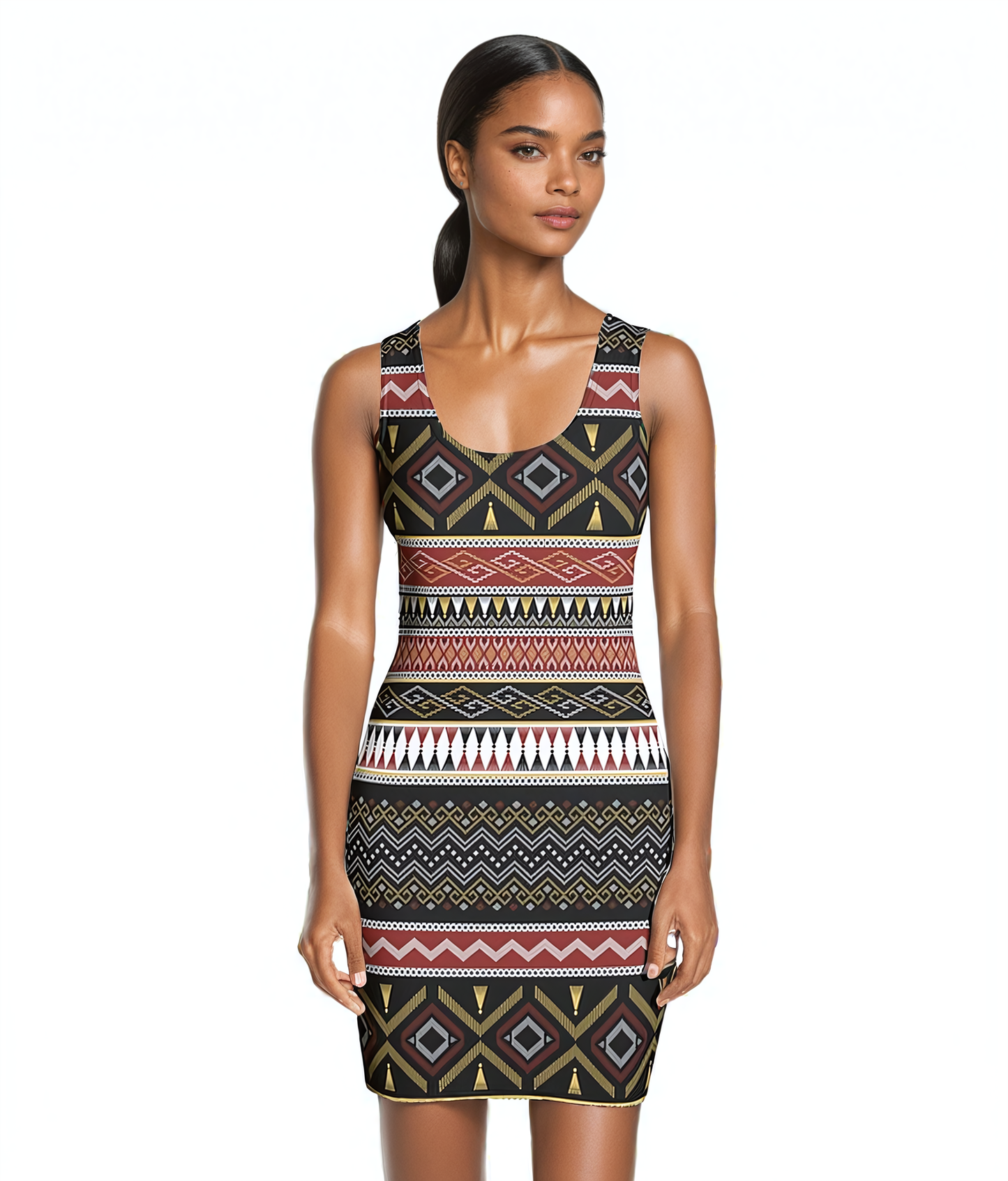 Woke Creations Tribal Vibe Bodycon Tank Dress
